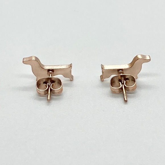 Rose Gold Dachshund Weenie Dog Earring Pair - Picture 5 of 8